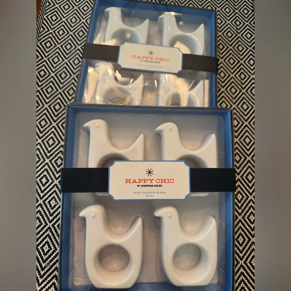 Jonathan Adler Happy Chic Bird Napkin Rings - 2 sets